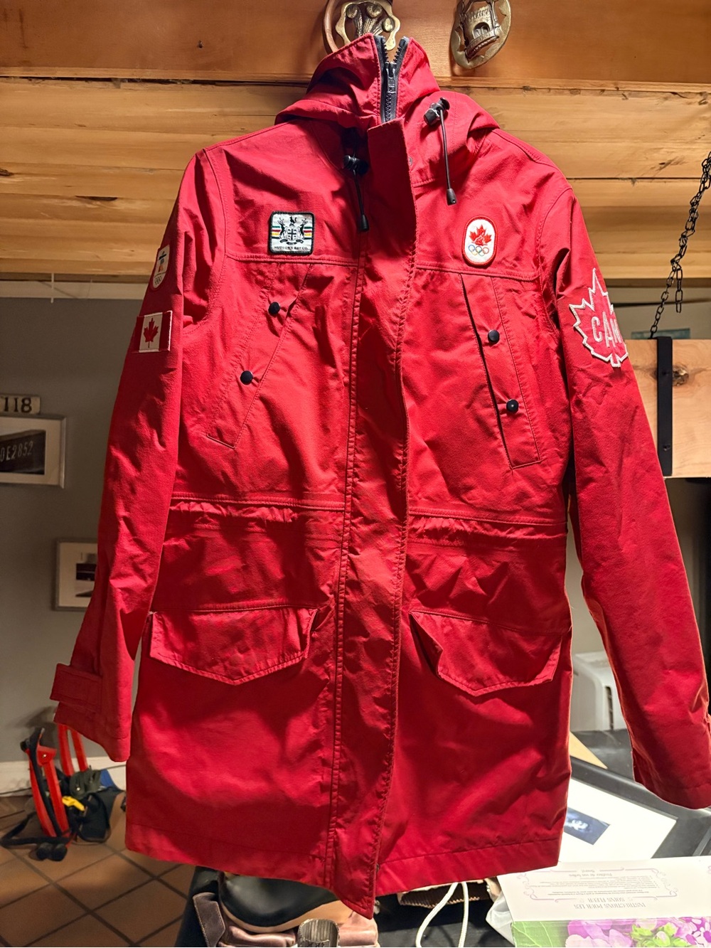 Red Kids Winter Parka Jacket with Canada Patches
